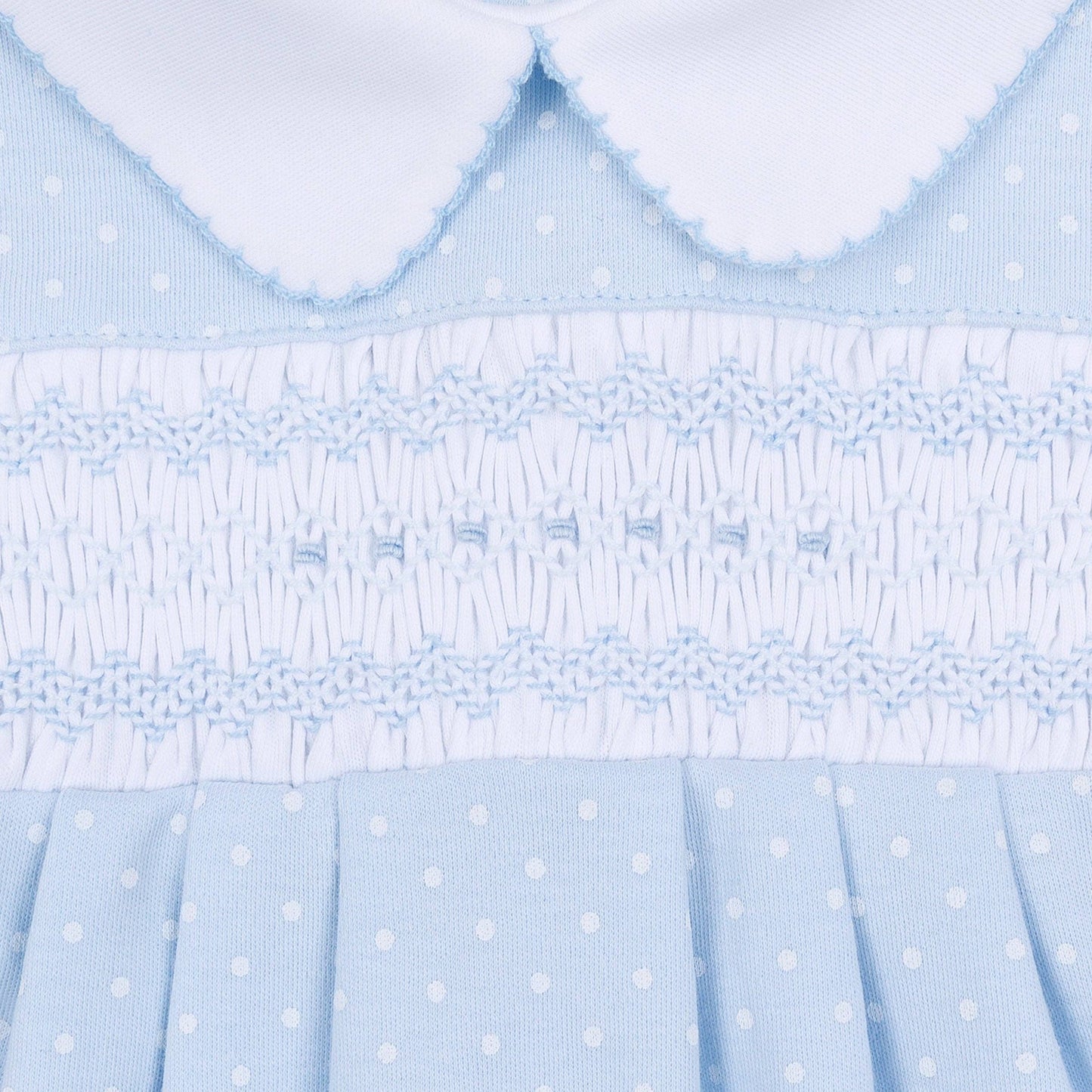 Luca's Classics Smocked Long Sleeve Bubble - Light Blue