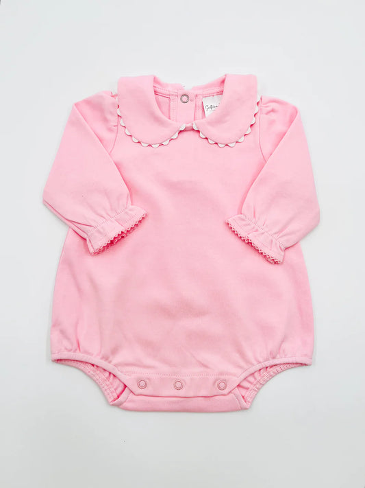 Long Sleeved Scalloped Bubble- Pink