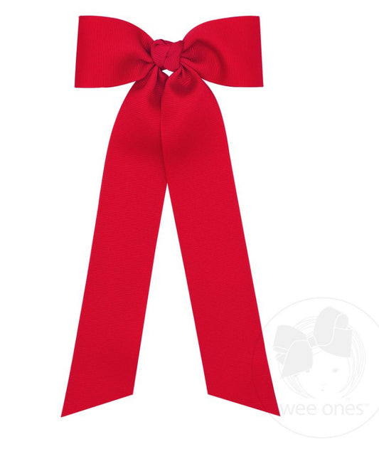Medium Grosgrain Hair Bowtie with Knot Wrap and Streamer Tails