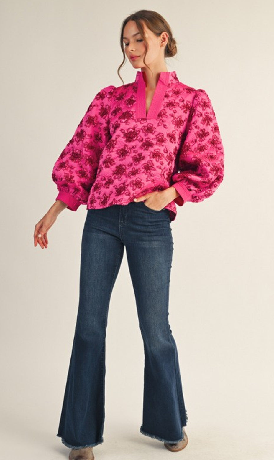 Hot Pink Jacquard Top