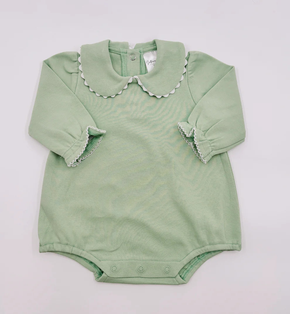 Long Sleeved Scalloped Bubble- Sage