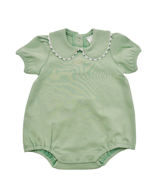 Short Sleeved Scalloped Collared Bubbles- Sage