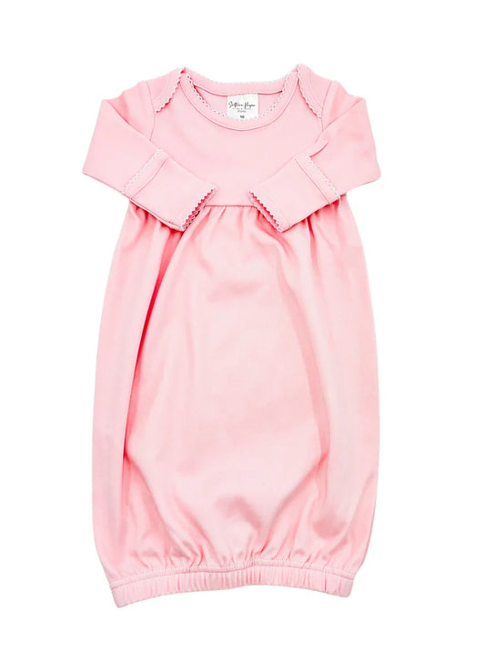 Lap Shoulder Gown- Light Pink W/White Trim