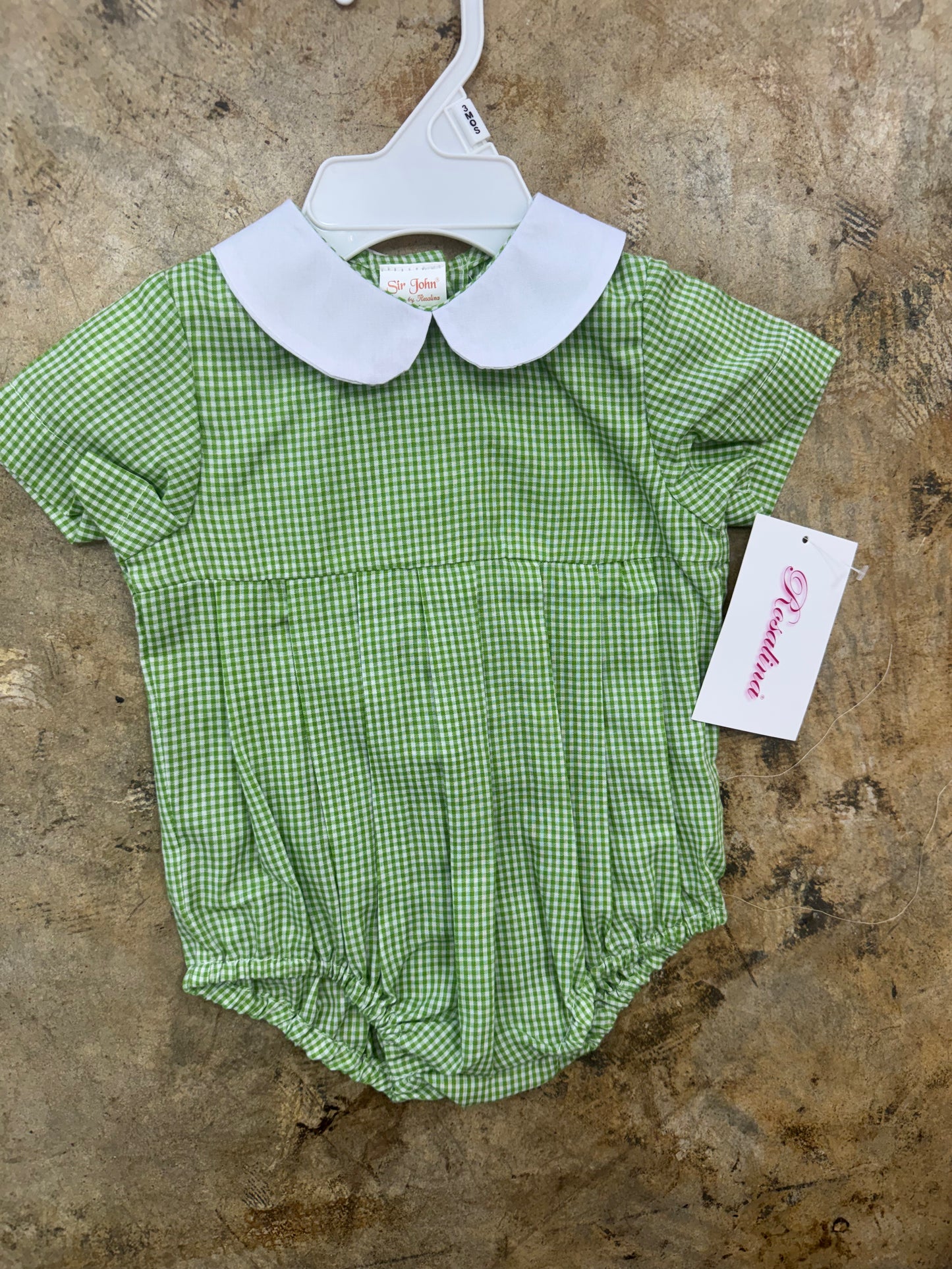Green Gingham Pleated Bubble w/Collar