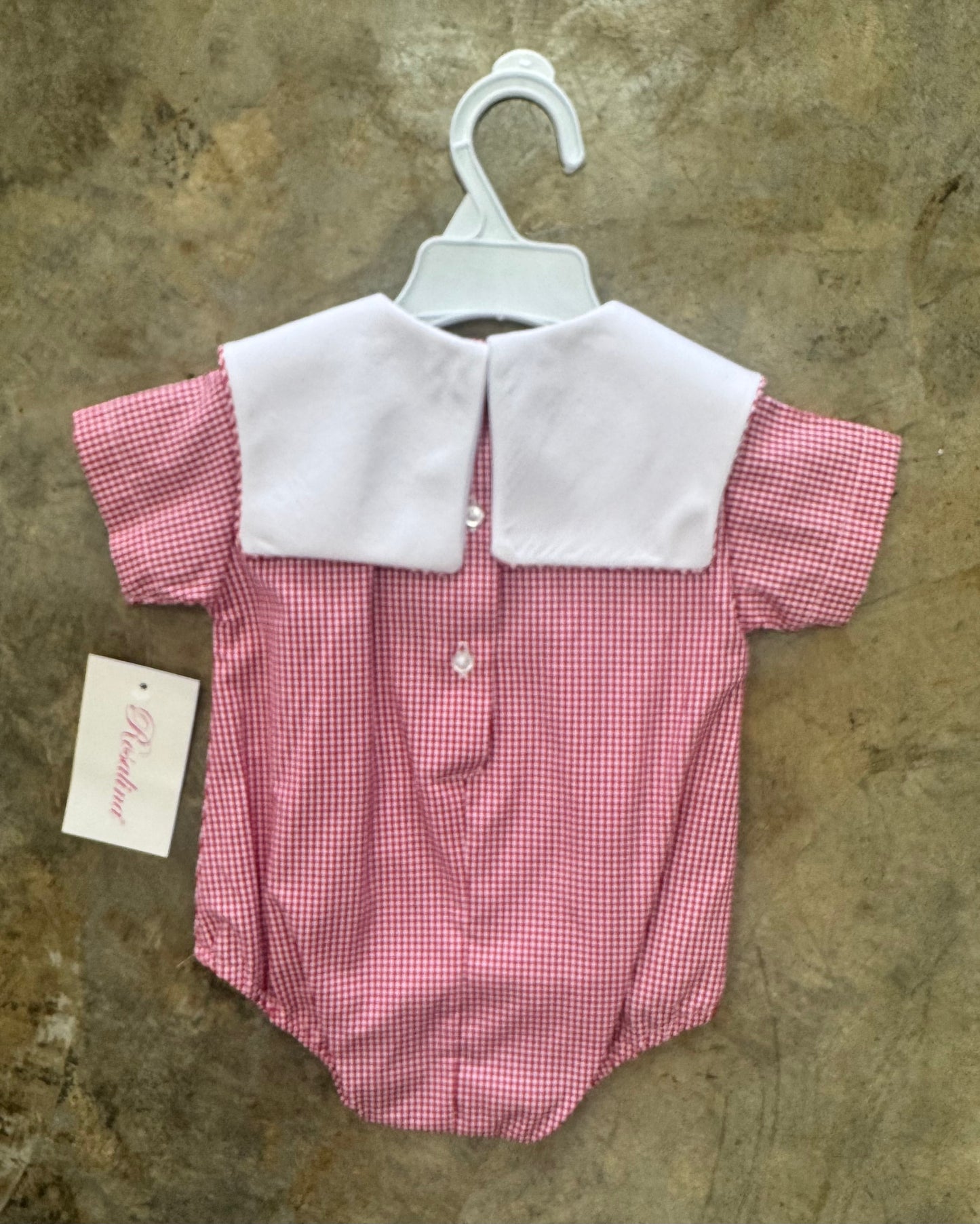 Red Gingham Boy Bubble with Collar