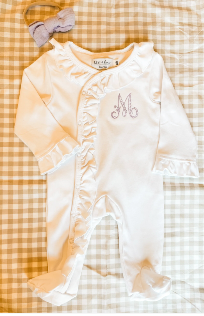 Ruffle Footie- White