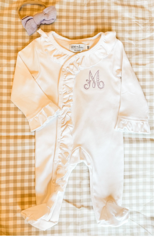 Ruffle Footie- White