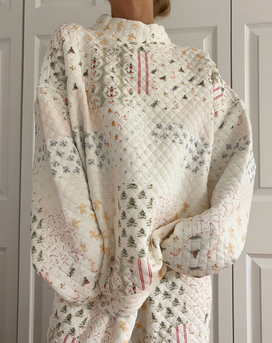 Christmas Holiday Quilted Mockneck Sweatshirt (PRE-ORDER SHIPS END OF NOV.)