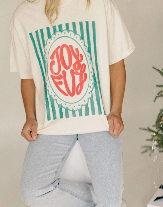 Joyful Stripe - Christmas Graphic Tee