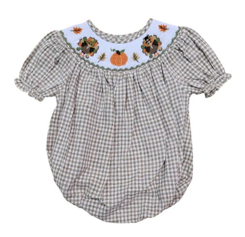 Turkey Smocked Girl Bubble