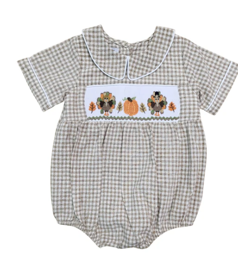 Turkey Smocked Boy Bubble
