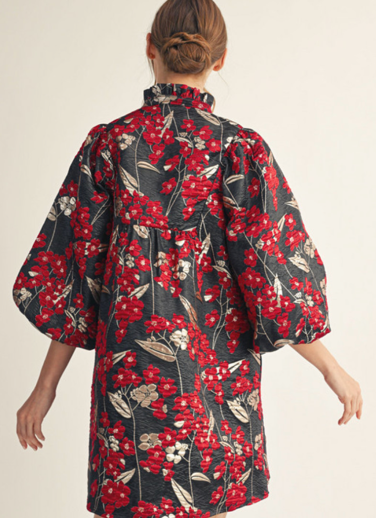 Jacquard Red and Black Dress