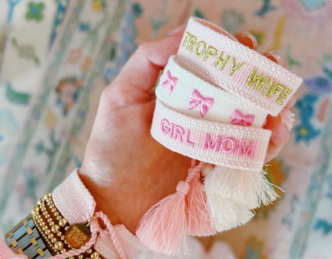 Girl Mom Embroidered Tassel Bracelet