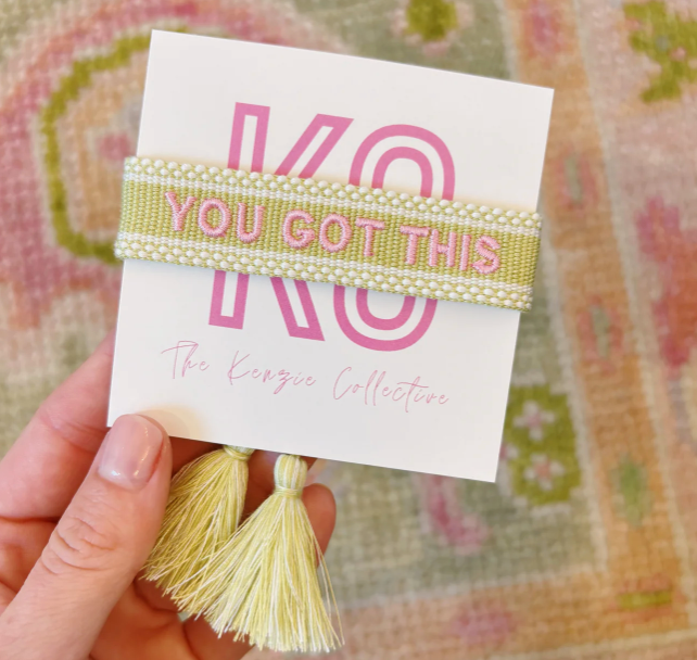 You Got This Embroidered Tassel Bracelet