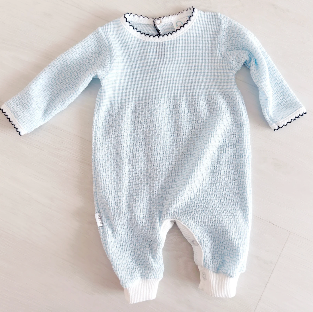 Solid Color Romper with Pima Trim