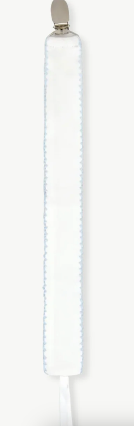 Legacy Pacifier Clip- White w Blue