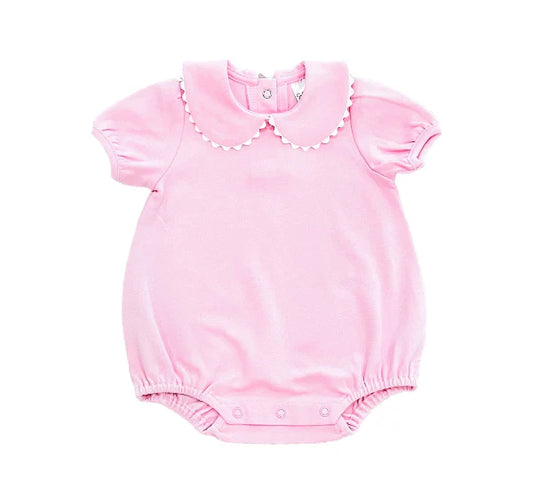 Short Sleeved Scalloped Collared Bubbles- Pink