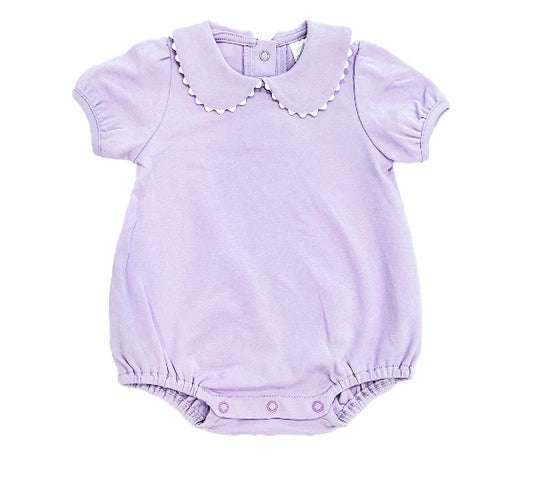 Short Sleeved Scalloped Collared Bubbles- Purple