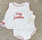 Paty Knit, 2PC Sleeveless Diaper Set White w/Red Trim
