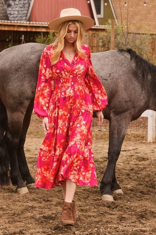 Floral Printed Midi Dress