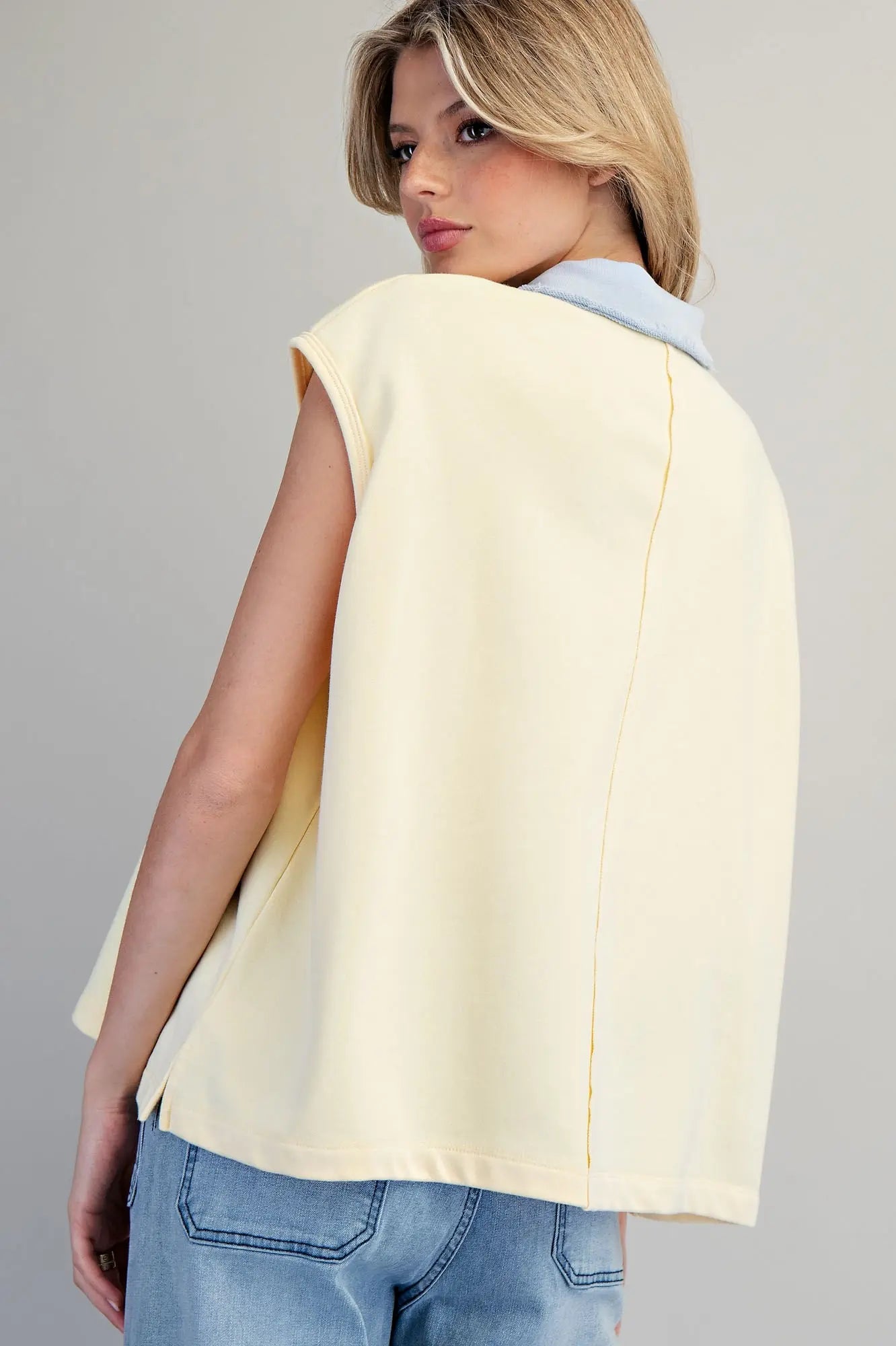 Butter Yellow Contrast Cap Sleeve Top