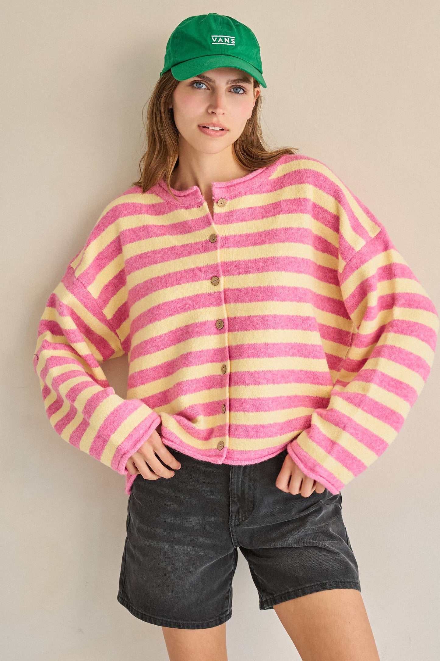 CANDY STRIPE KNIT CARDIGAN