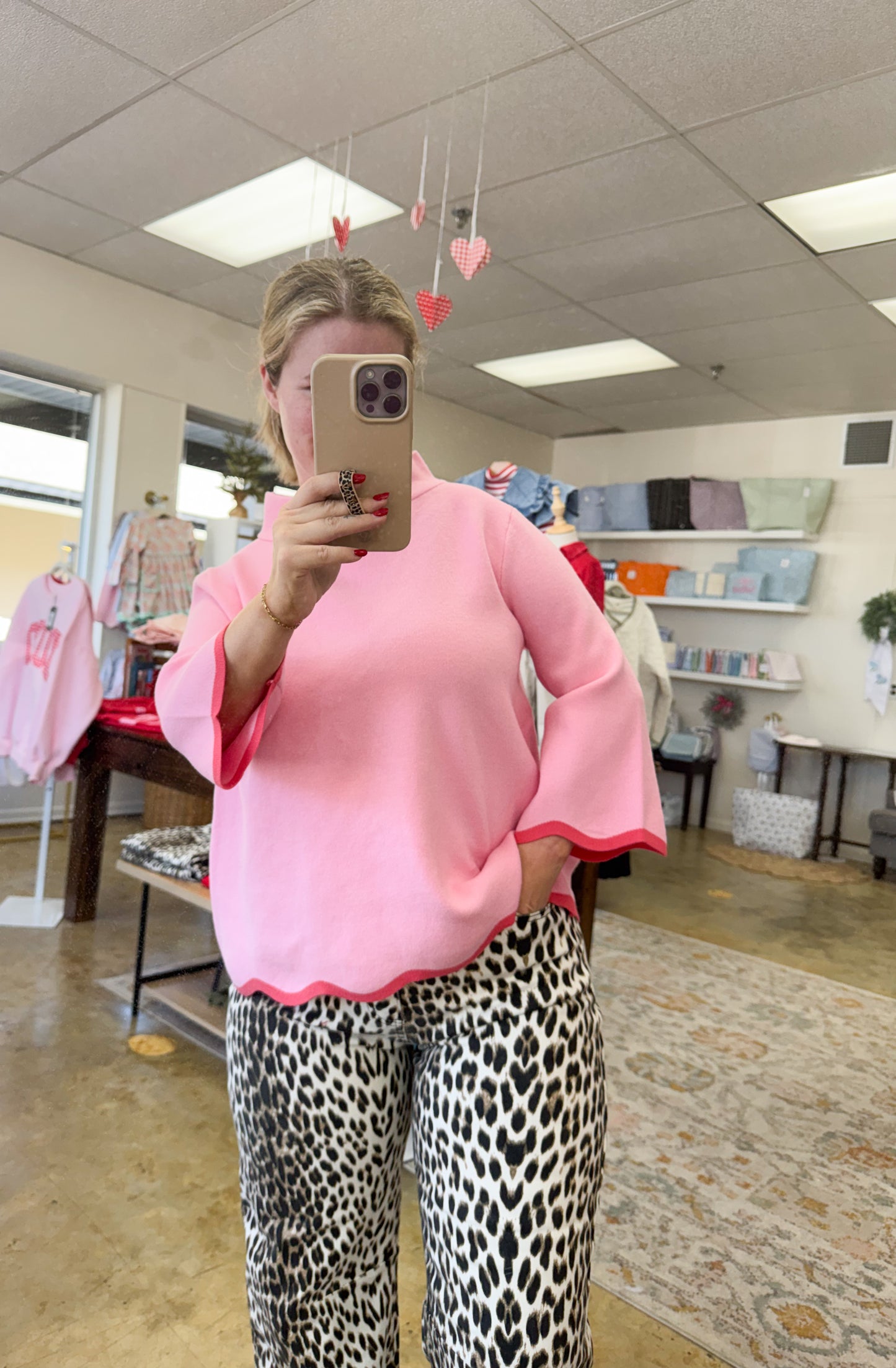 SCALLOP EDGE DETAILED MOCK NECK SWEATER TOP  FW10429