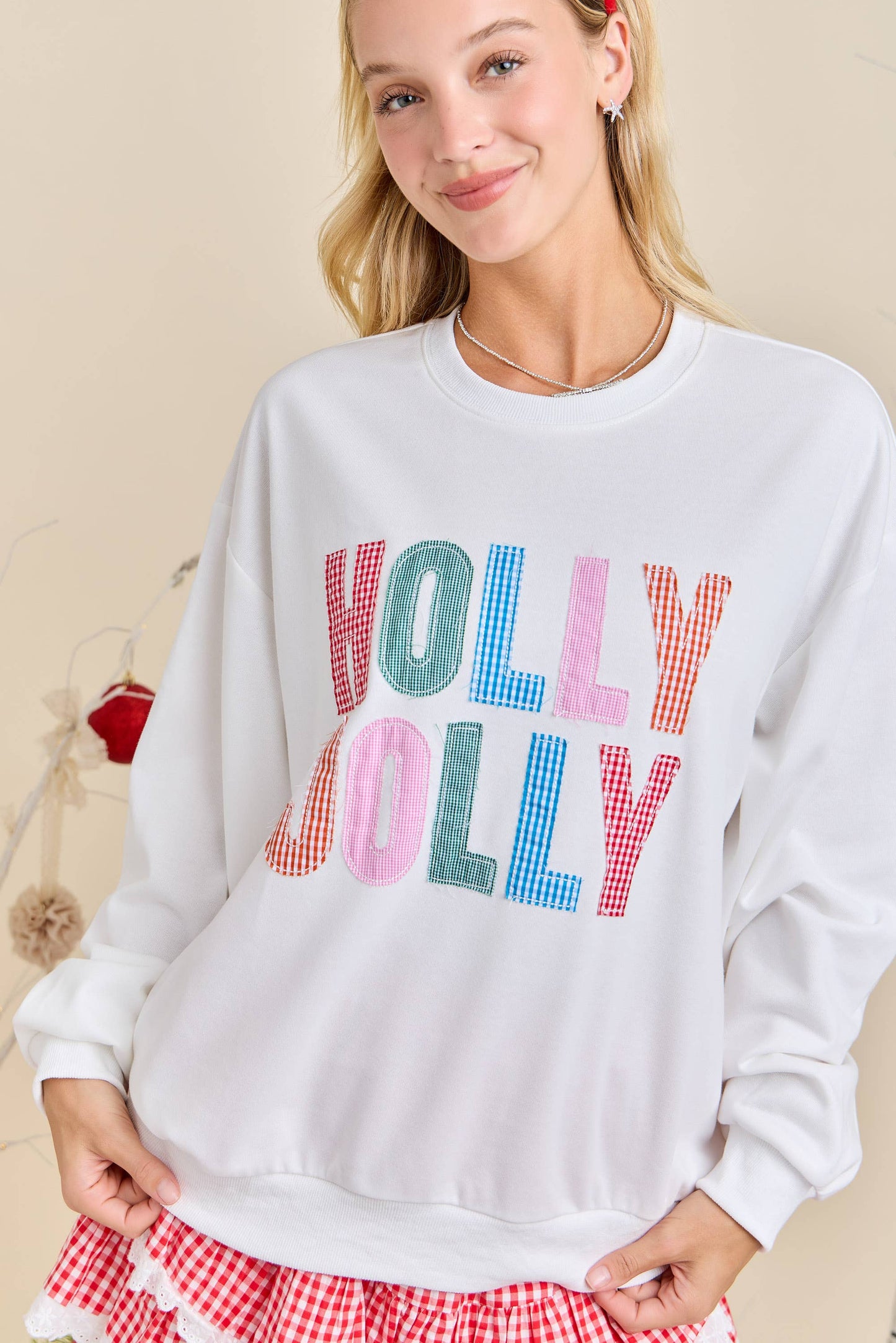 Holly Jolly Multicolor Gingham Pullover – Ready to Ship🎄