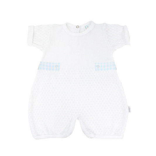 White Bubble W/Gingham Side Tabs