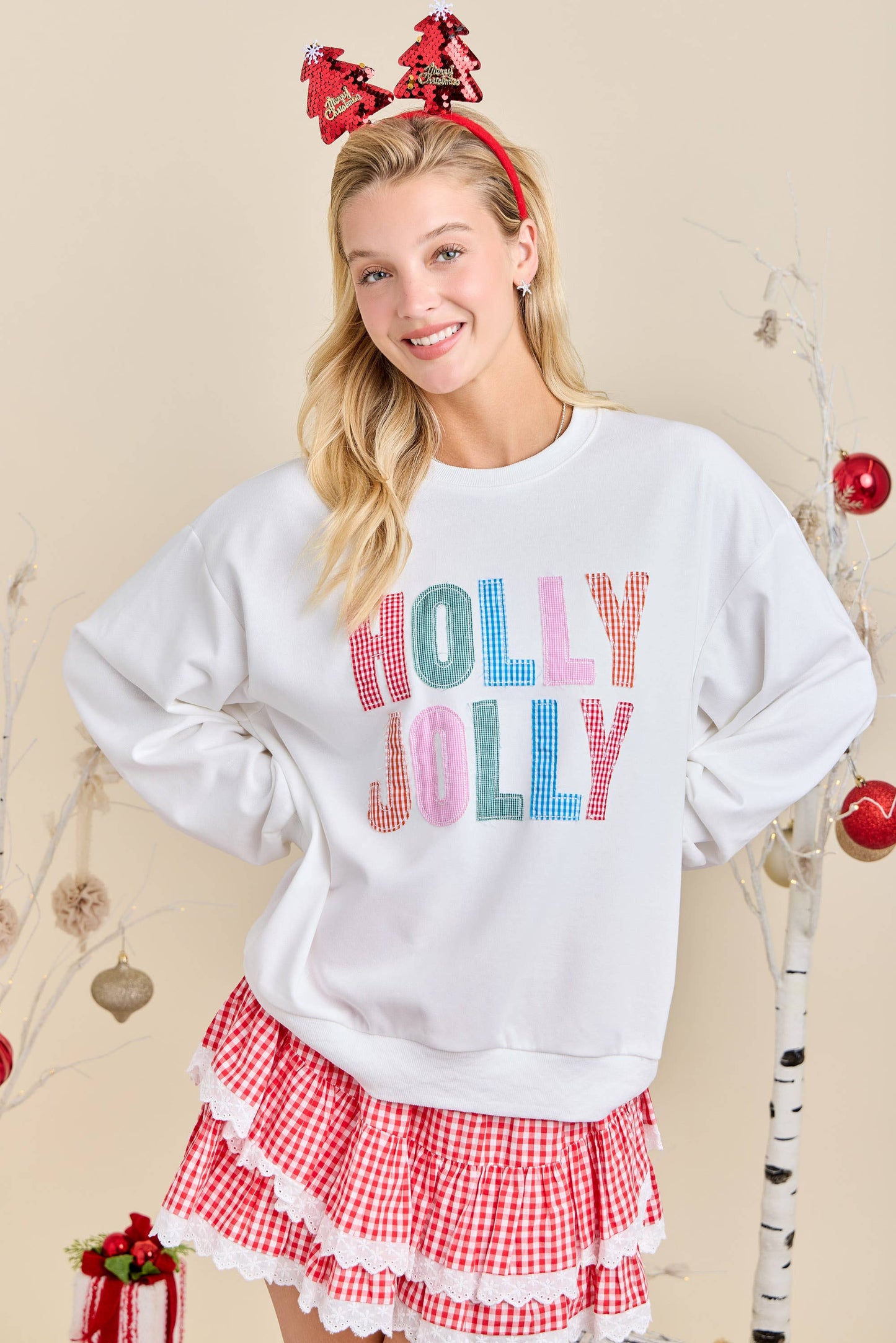 Holly Jolly Multicolor Gingham Pullover – Ready to Ship🎄