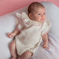 Paty Organic Cotton Muslin Baby Girl Bubble with Pom Trim