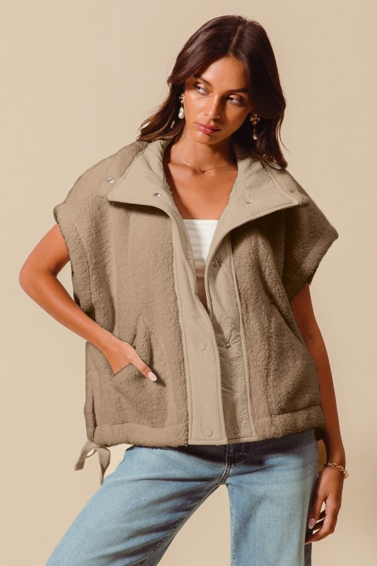Over Sized Soft Sherpa Fur Sleeveless Vest Jacket