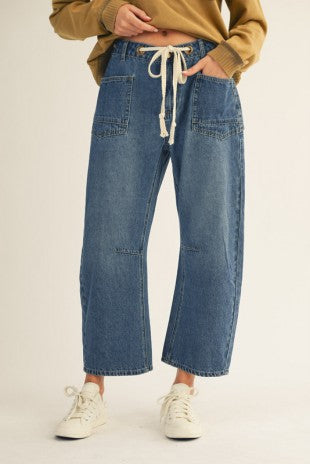 Drawstring Barrel Jean