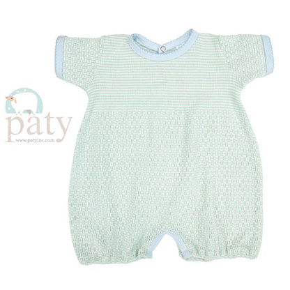 Paty Knit Solid Color Bubble with Pima Trim Mint w/Blue Trim
