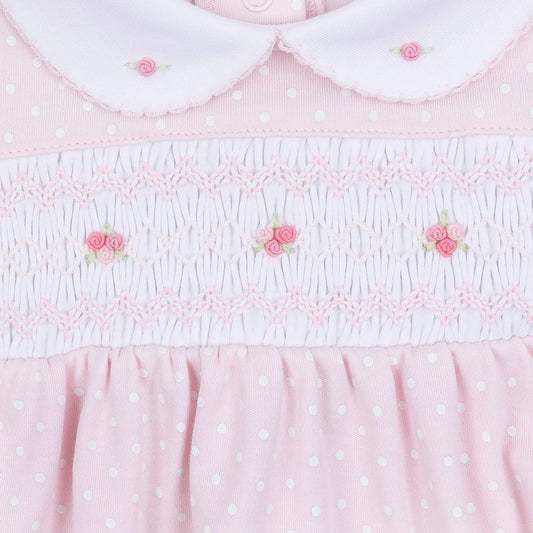 Mia's Classics Smocked Long Sleeve Bubble - Pink
