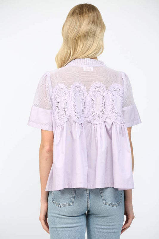 MESH COMBINED TOP WITH APPLIQUE FT25353