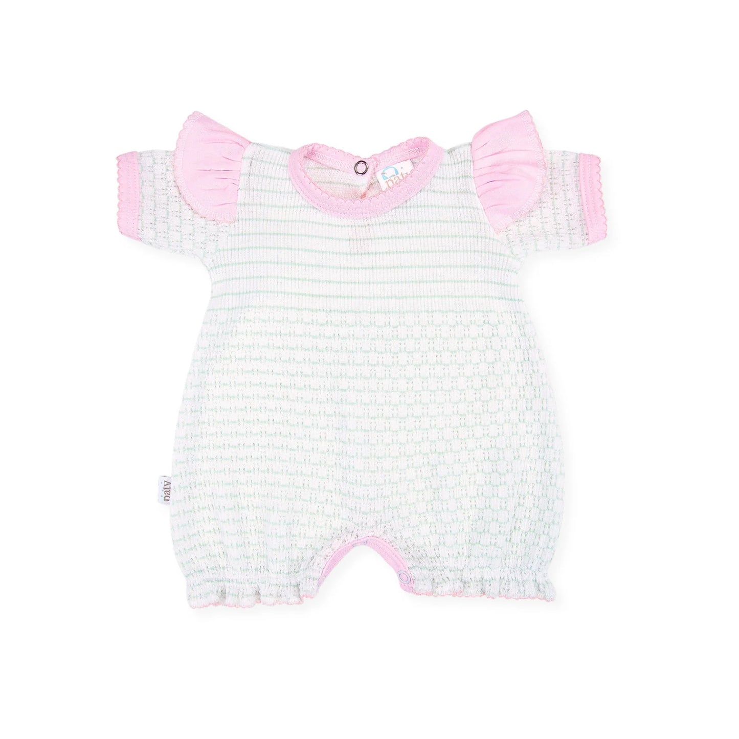 Paty Pinstripe Angel Sleeve Bubble - Mint w/ Pink Trim