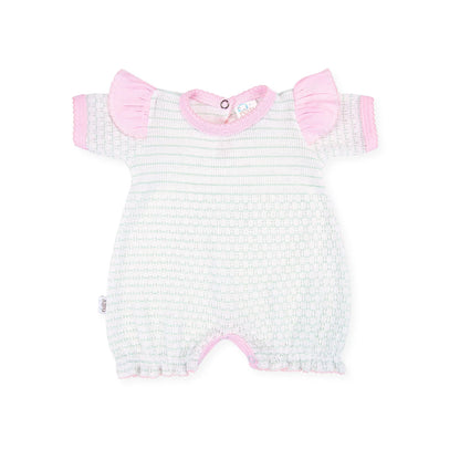 Paty Pinstripe Angel Sleeve Bubble - Mint w/ Pink Trim