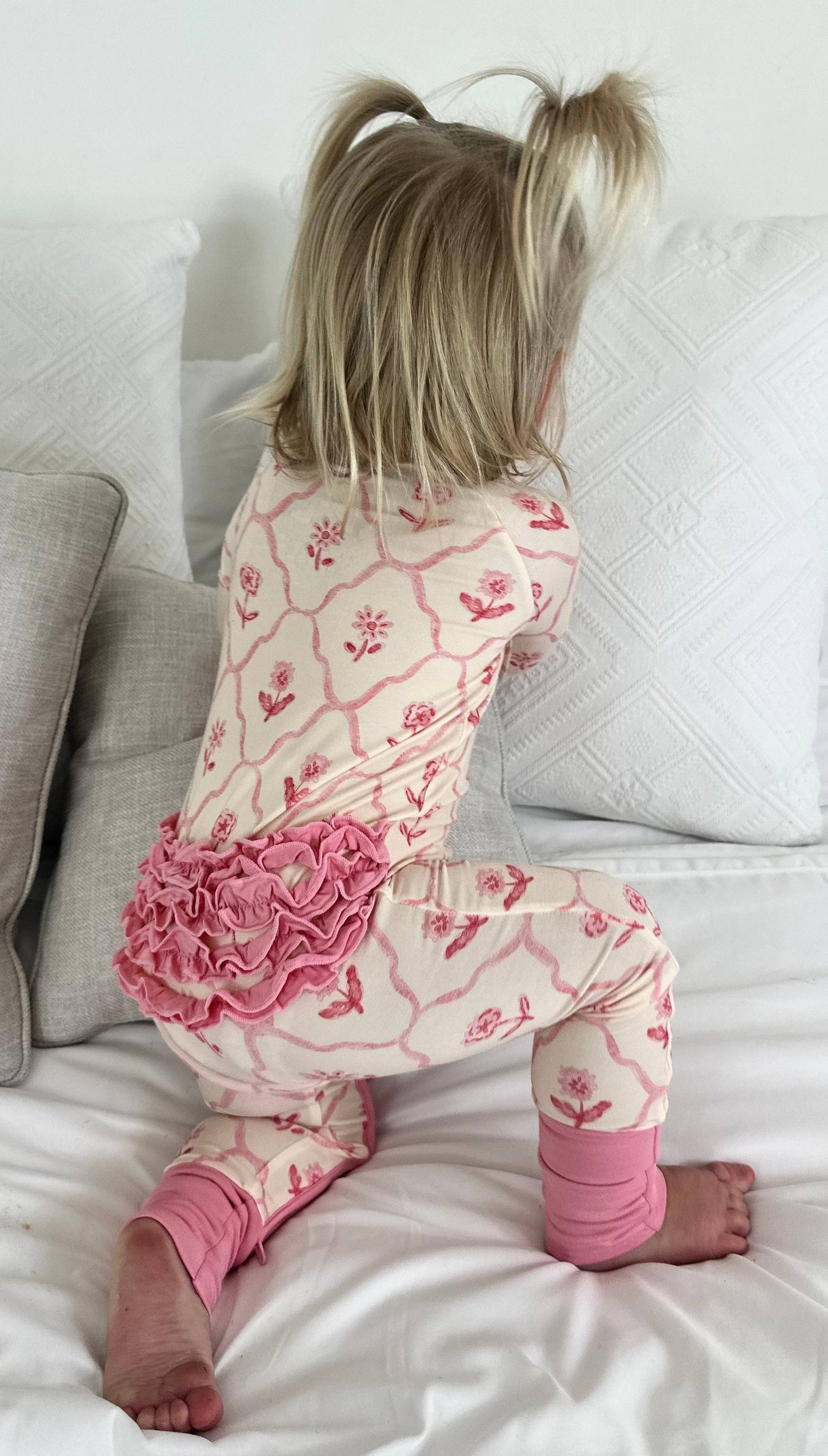 Blush & Bloom - Zipper Footie Pajamas