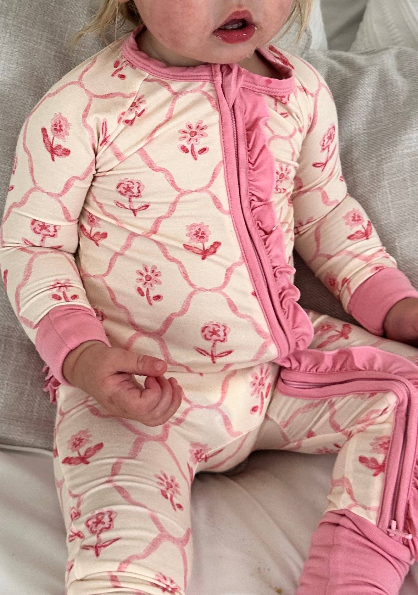 Blush & Bloom - Zipper Footie Pajamas