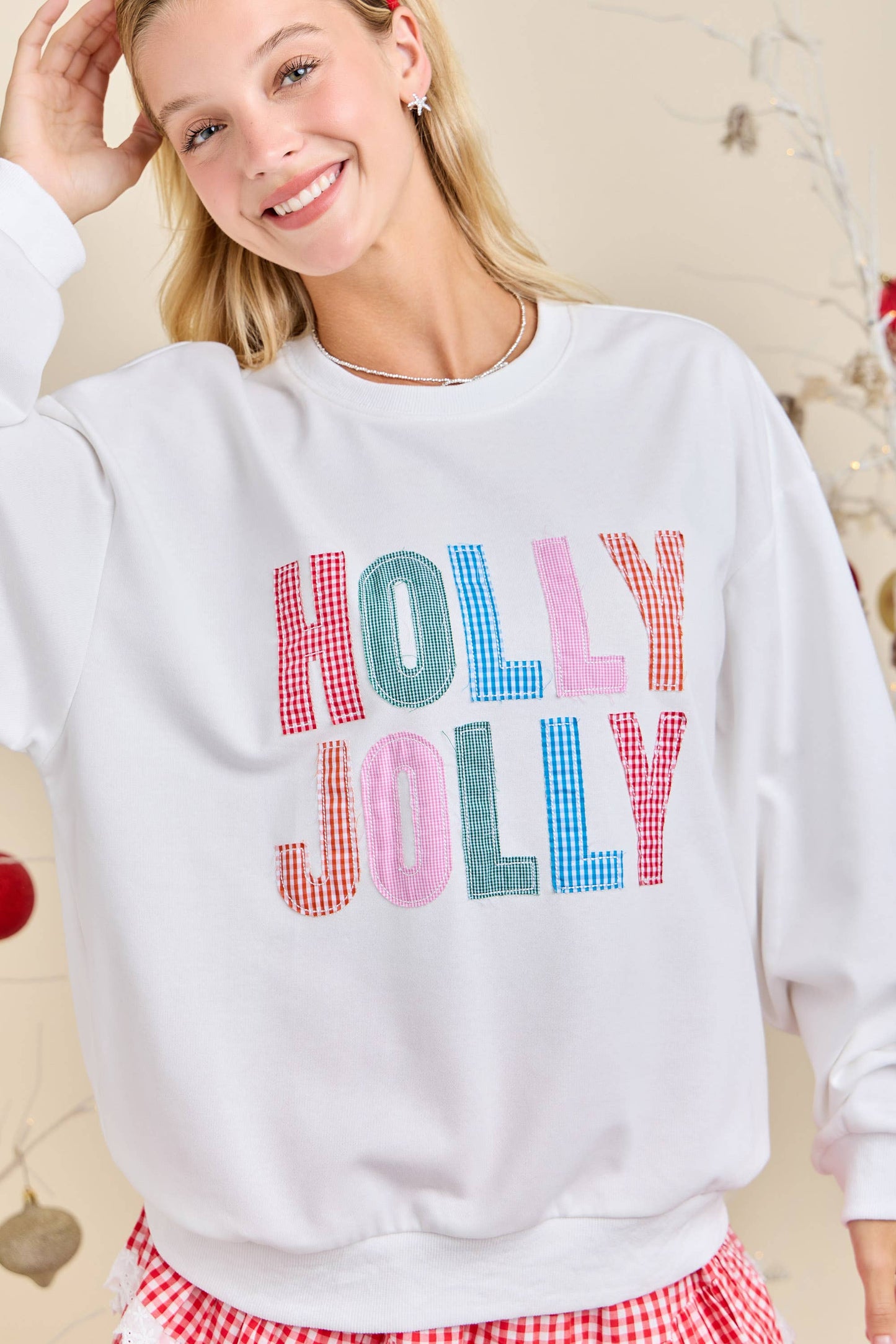 Holly Jolly Multicolor Gingham Pullover – Ready to Ship🎄
