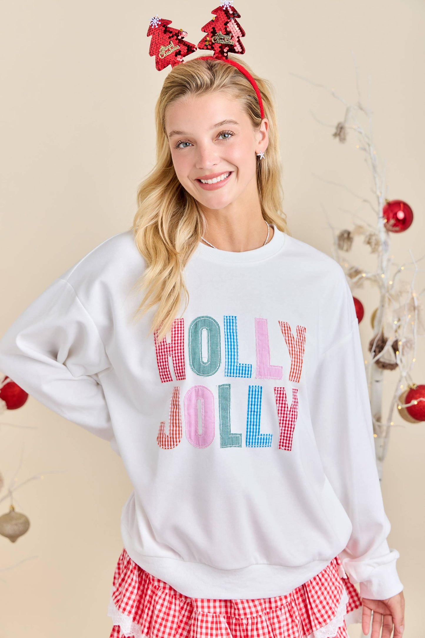 Holly Jolly Multicolor Gingham Pullover – Ready to Ship🎄