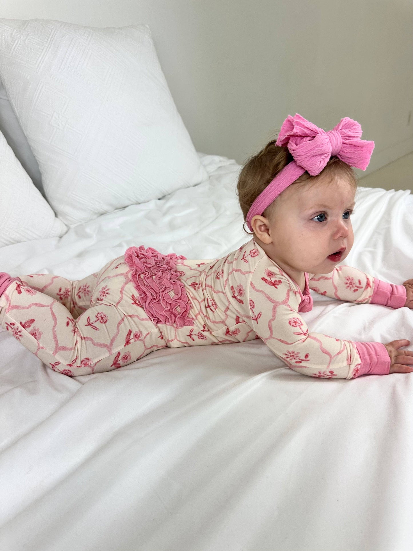 Blush & Bloom - Zipper Footie Pajamas