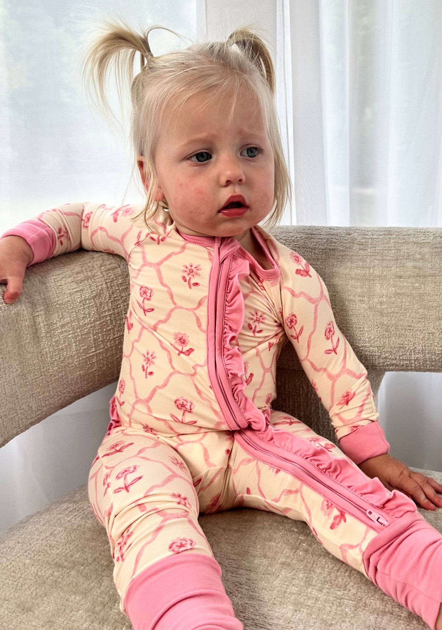 Blush & Bloom - Zipper Footie Pajamas