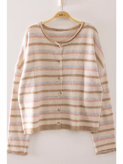 Multi Stripe Knit Cardigan