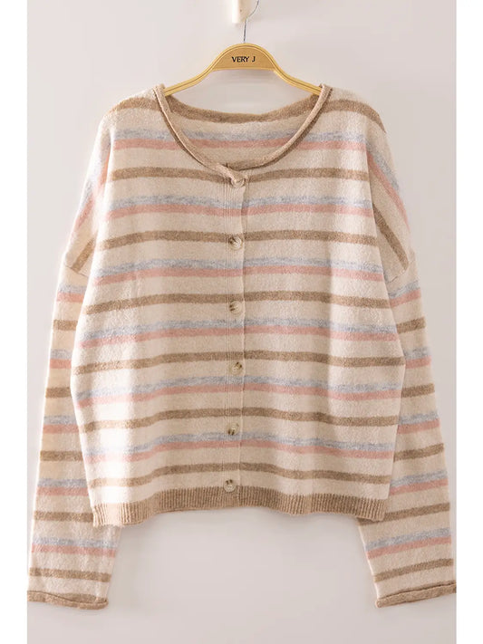 Multi Stripe Knit Cardigan