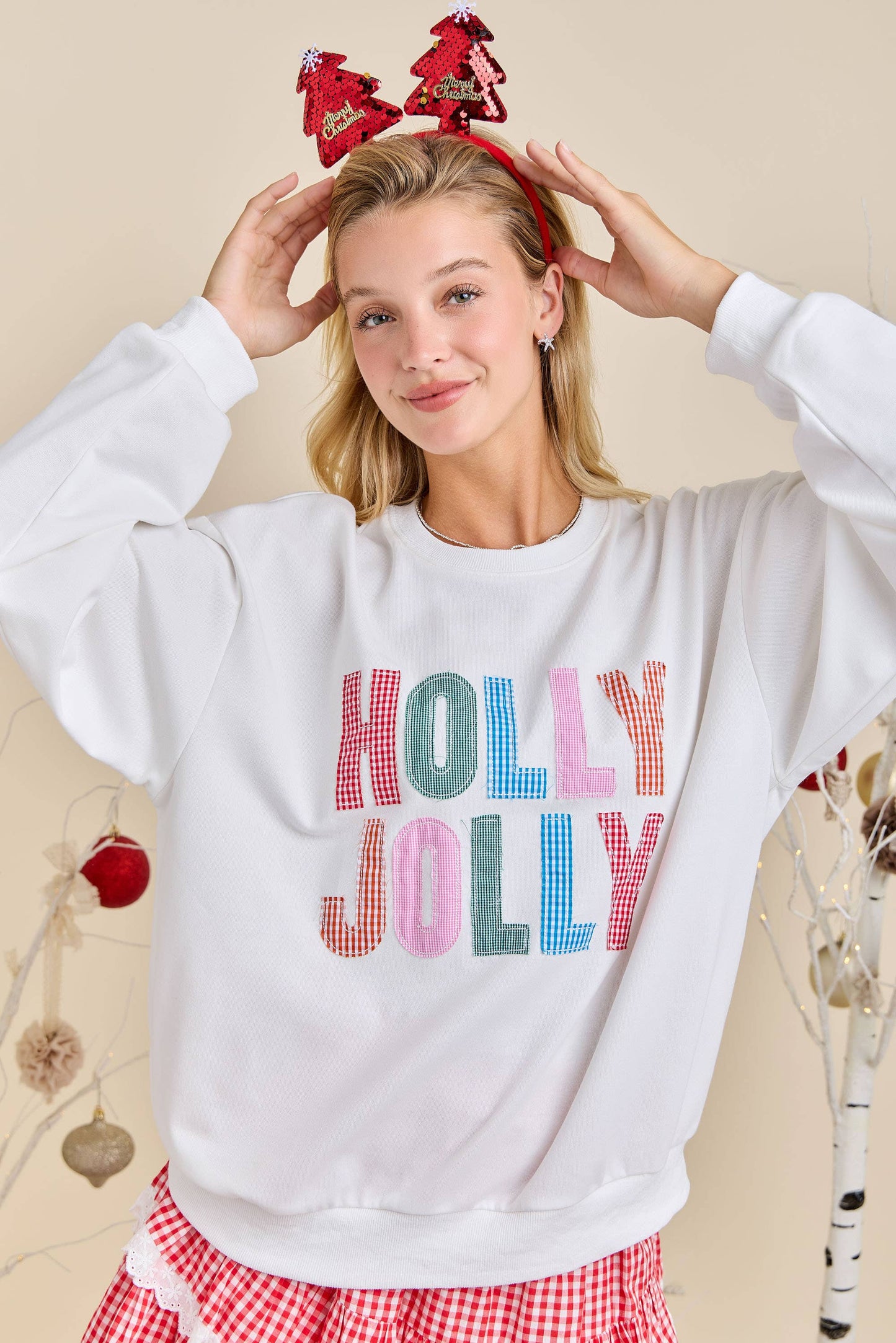 Holly Jolly Multicolor Gingham Pullover – Ready to Ship🎄