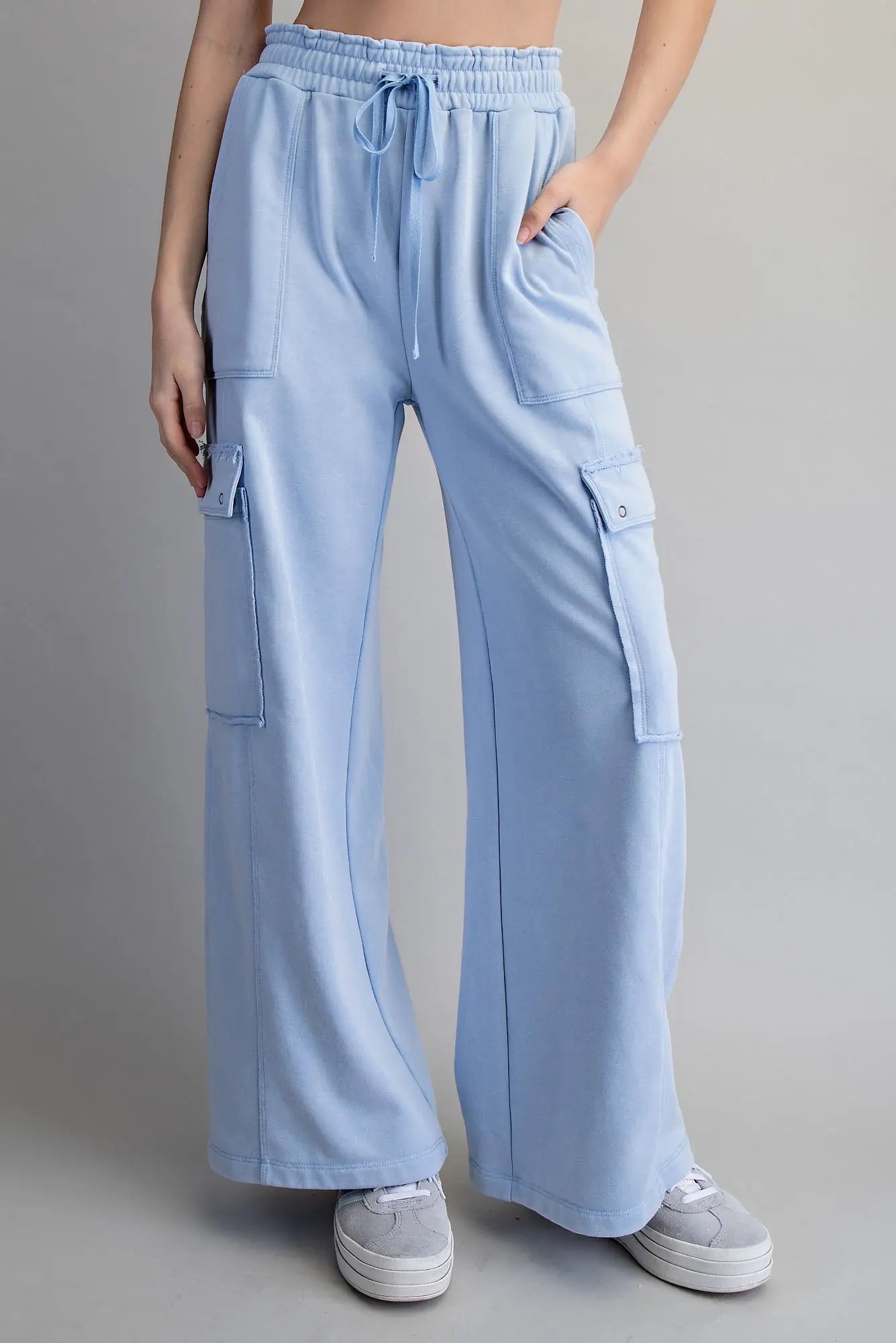 Snow Washed Cargo Sweatpants in Periwinkle