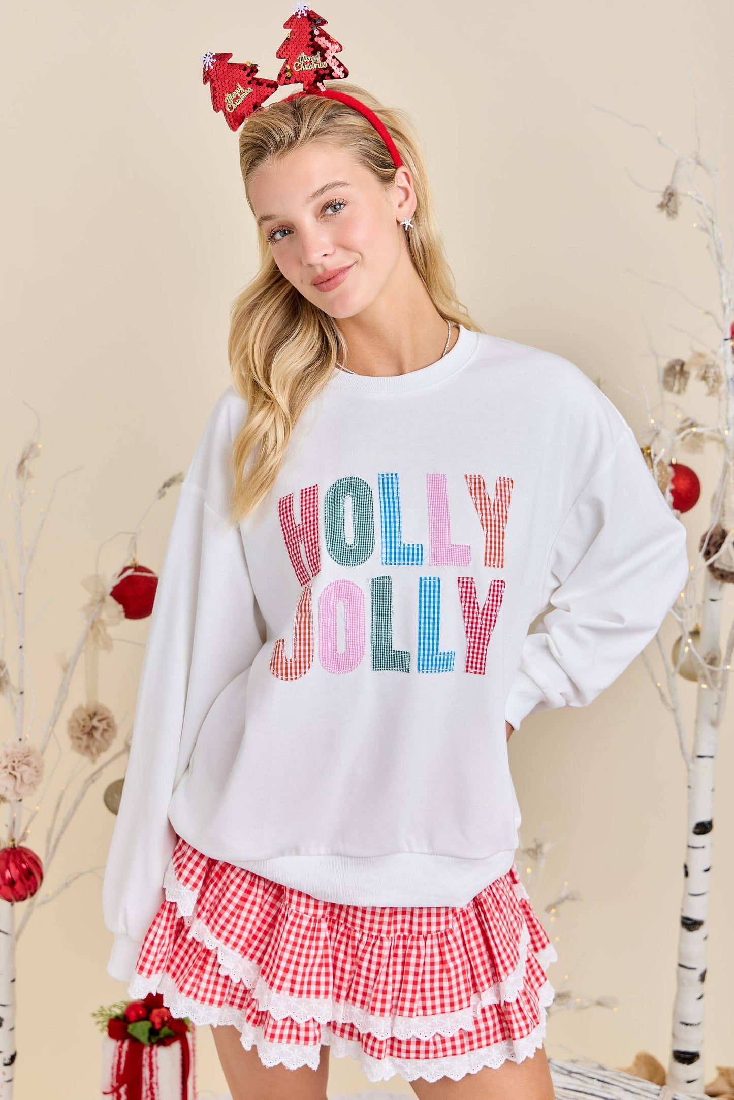 Holly Jolly Multicolor Gingham Pullover – Ready to Ship🎄