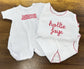 Paty Knit, 2PC Sleeveless Diaper Set White w/Red Trim
